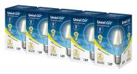 Набор из 5 ламп светодиодных Uniel GLA01TR E27 8Вт 3000K LED-A60-8W/WW/E27/CL GLA01TR