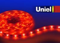 Лента светодиодная [5 м] Uniel ULS-3528 ULS-3528-60LED/m-8mm-IP33-DC12V-4,8W/m-5M-RED катушка в герметичной упаковке
