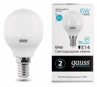 Лампа светодиодная Gauss LED Elementary Globe E14 6Вт 4100K 53126
